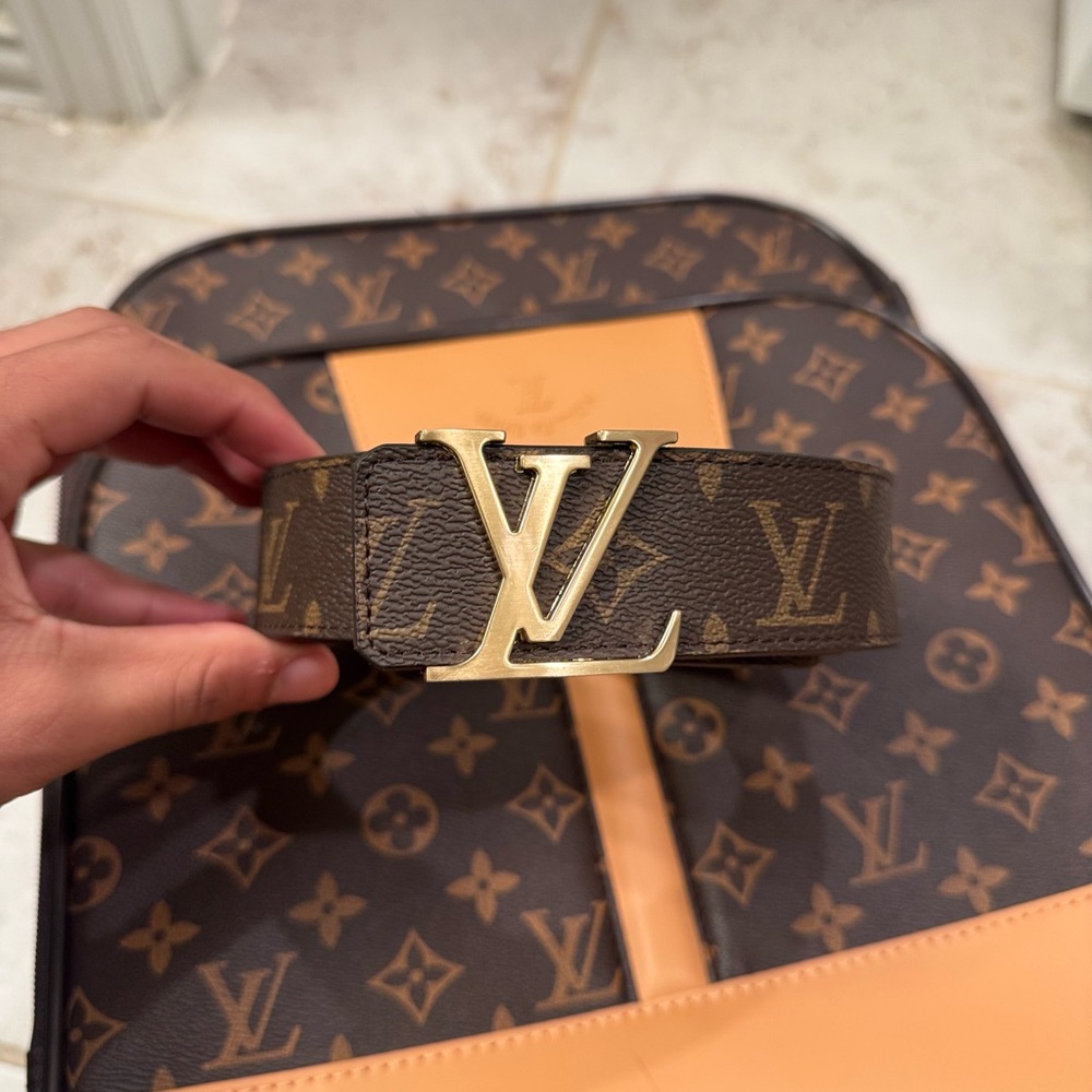 Louis Vuitton Monogram Belt with Gold Buckle - Picture 1 of 4